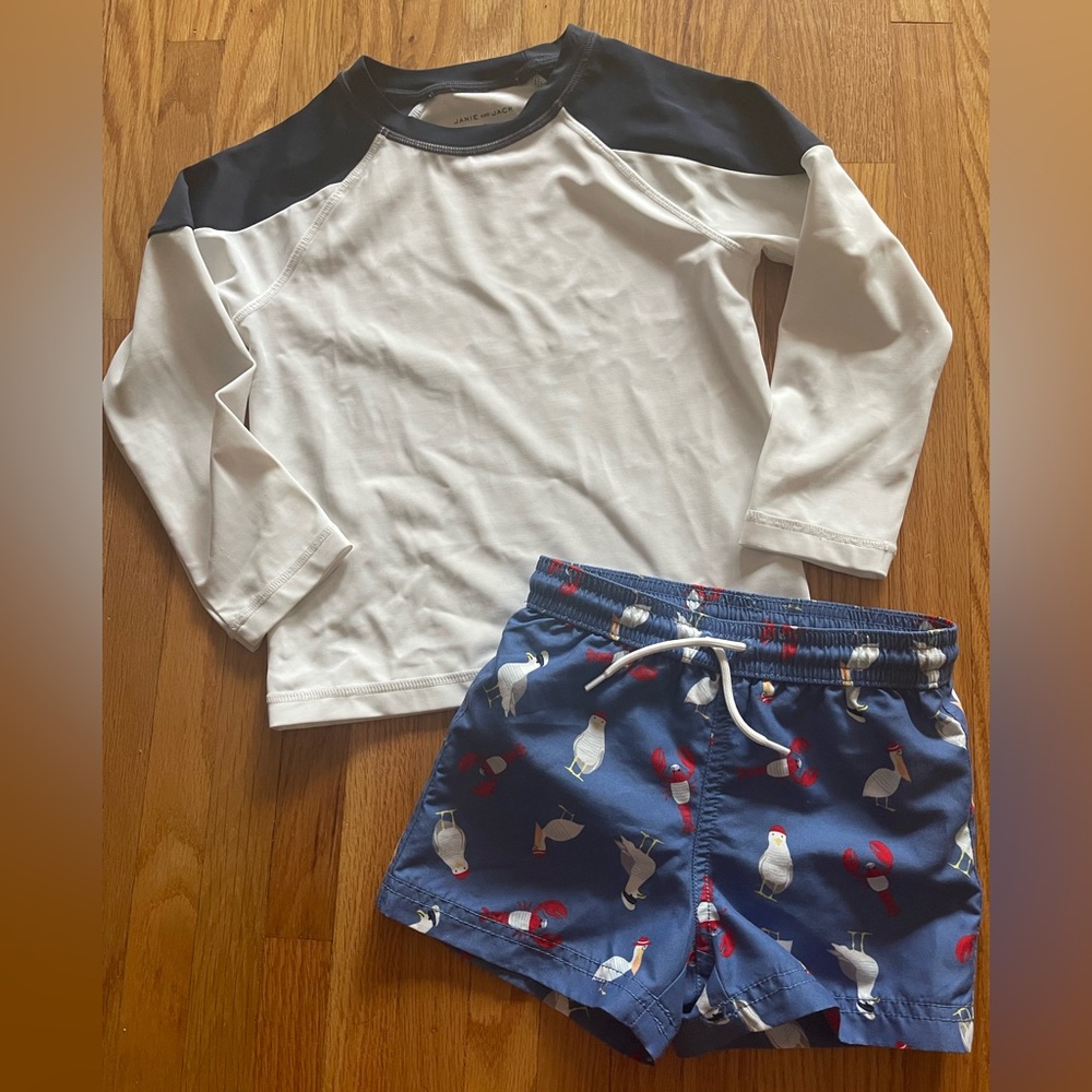 Janie and Jack Seagull Lobster Nautical Swim Set